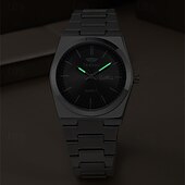 baratos Relógios Quartz-Um relógio masculino moderno e original com pulseira de liga de estilo empresarial, com classificação de resistência à água ipx7, data luminosa e visor de dia, caixa de relógio esportivo de quartzo