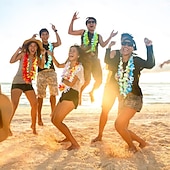 levne Event &amp; Party Supplies-36/50 ks havajských leis ve velkém na luau párty, havajské dekorace, hedvábný květinový náhrdelník, barevné tropické havajské dekorace na hula taneční párty, květinové leis na letní plážovou párty u