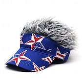 voordelige Heren honkbalpet-Voor heren Vizierhoed met puntige pruiken Nep haar vizier Pruik Heren Zonnehoed Baseballpet pruik hoed Koffie Grijs Mix van polyester / katoen Afdrukken Modieus Casual Dagelijks Independence Day