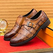 abordables Officiel-Chaussures habillées à boucle en similicuir marron pour homme avec motif crocodile – chaussures habillées élégantes pour le bureau et les événements professionnels