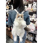 Недорогие Мягкие и плюшевые игрушки-рюкзак с мягкими игрушками - милый плюшевый рюкзак для кошек, сделанный вручную, реалистичный рюкзак в форме кошки, идея для дней рождения, годовщин, обычных дней, большая сумка в виде тряпичной куклы