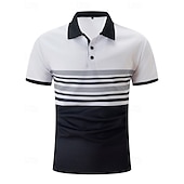 cheap Men&#039;s Classic Polo-Men&#039;s Golf Shirt Golf Polos Shirts Work Casual Lapel Short Sleeve Basic Modern Striped Buttons Summer Regular Fit White Pink Red Royal Blue Green Khaki Golf Shirt