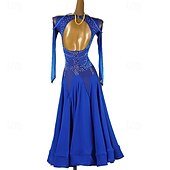voordelige Ballroom danskleding-Ballroomdansen Kleding Gesplitst Kristallen / Bergkristallen Dames Prestatie Feest Lange mouw Spandex