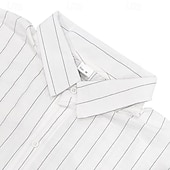 economico Casual da lavoro-Per uomo Camicia Camicia di lino Camicia casual Camicia con Bottoni Camicia di cotone A righe Vacanza Streetwear Nero Bianco Blu marino Cachi Manica Corta Collo ripiegato Estate Abbigliamento