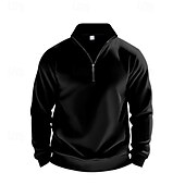 cheap Basic Sweatshirts-Men's Sweatshirt Quarter Zip Sweatshirt Apricot Black White Wine Red Half Zip Plain Sports &amp; Outdoor Daily Holiday Polyester Streetwear Basic Casual Summer Spring Clothing Apparel Hoodies Sweatshirts