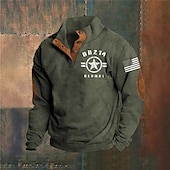 voordelige Basis Sweatshirts-Voor heren Sweatshirt Zwart Leger Groen Marineblauw Bruin Donkergrijs Opstaande boord Grafisch Afdrukken Lapwerk Dagelijks Feestdagen Uitgaan Polyester Streetwear Casual Herfst Winter Kleding Hoodies