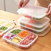 preiswerte Küchen-Aufbewahrung-2 Stück lebensmittelechte Kühlschrank-Aufbewahrungsbehälter, Frischhalteboxen mit mehreren Fächern, verdickter Gefrierschrank-Organizer mit 4 und 6 Abschnitten zum Sortieren von Lebensmitteln in der