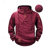abordables pulls molletonnés-Homme Sweat à capuche Sweat-shirt zippé Sweat à capuche en polaire Abricot Rouge vin Noir bleu marine Bleu À capuche Uni Zip Up Poche Avant Quart de zip Sport &amp; Loisir Occasionnel Quotidien