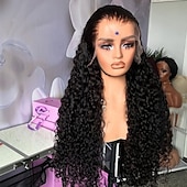 baratos Perucas de seda frontais de cabelo natural-Peruca de cabelo humano remy brasileiro com renda suíça hd real, 5x5, fechamento hd, perucas de cabelo humano ultrafinas com renda frontal hd, com nós descoloridos e pré-arrancados para mulheres