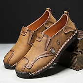 Χαμηλού Κόστους Ανδρικά Sneakers-Ανδρικά καφέ slip-on παπούτσια με ραφές σε αντίθεση, μαλακή εσωτερική σόλα και ανθεκτική σόλα από καουτσούκ για casual ρούχα γραφείου, καθημερινές μετακινήσεις και χαλάρωση το Σαββατοκύριακο.