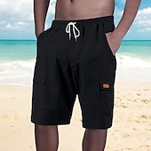 economico Vacanza-Per uomo Shorts Shorts di Lino Pantaloncini Estivi Shorts da Spiaggia Coulisse Elastico in vita Multi-tasche Semplice Comodità Traspirante Lunghezza al ginocchio All&#039;aperto Quotidiano Spiaggia