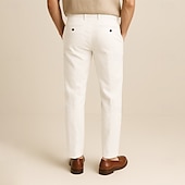  Men's 100% Linen Pants Solid Color Breathable Full Length Formal Wedding Outdoor Elegant Vacation Navy Blue Beige Micro-elastic