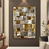 billiga Abstrakta tryck-1 st ramlös abstrakt metallkub mosaik väggmålning modern canvas poster vardagsrum och sovrum inredning konstverk
