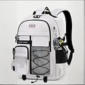 abordables Sacs à dos de Collège-Sac à dos blanc grande capacité pour femme – Sac d&#039;école et de voyage à panneaux en maille multi-poches pour adolescentes et étudiantes