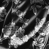 voordelige Heren Satijnen Overhemd-Voor heren Bloemenprint Bloemen Satijnen overhemd Overhemd Overhemd met knopen Lange mouw Mode-casual Vakantie Feestdagen Zomer Lente Herfst Strijkijzer Overhemden met kraag 3D-afdrukken Zwart