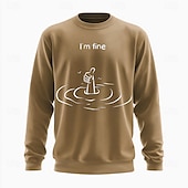 abordables Sweats 3D homme-Homme Graphique Argot drôle Sweatshirt Sweat-shirt Sweat à capuche Col ras du cou Mode Impression 3D Noir Blanche Col rond 3D Toutes saisons Designer