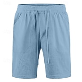 preiswerte Klassiker-Herren Shorts Leinenshorts Sommershorts Strandshorts Tasche Kordelzug Elastischer Bund Einfach Komfort Atmungsaktiv Knielang Lässig Täglich Ferien Urlaub Klassicher Stil Schwarz Weiß