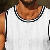 tanie Tank topy sportowe-Męskie Podkoszulek Krótki rękaw W serek Lato Równina Teksturowany Moda Klasyczny Codzienny Gładkie Ulica Codzienny Sport Czarny Biały Czerwony Top Tee dla mężczyzn