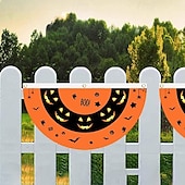 voordelige Halloween Buitendecoratie-Halloween-waaiervlag, slinger voor buiten, vlag voor buiten, Halloween-tuinhek, hangende griezelige pompoenbanner, vlag voor op tafel, herfstkamerdecoratie, esthetische Halloween-verjaardagsfeestjesdecoratie.
