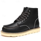 cheap Work Boots-Men&#039;s Brown Lace-up Work Boots with Contrast Stitching and Cushioned Sole, Classic Casual Style for Outdoor Work, Hiking and Daily Wear