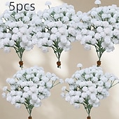 お買い得  人工植物と花-5束の人工カスミソウブーケ、フェイクプラスチックウェディングフラワー、ソフトタッチホームテーブルデコレーションフラワーアレンジメント、マルチカラー