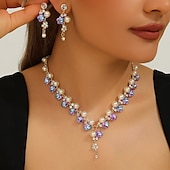 voordelige Sieradensets-Bruidssieradensets 2 Zirkonia Parel Strass 1 Ketting Oorbellen Dames Elegant Modieus Schattig kralen Ster Gezegend Onregelmatig Sieraden set Voor Bruiloft Feest Feestavondkleding
