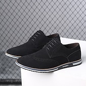 abordables Semiformal-Zapatos oxford de piel sintética marrón caramelo para hombre con detalles brogue: zapatos elegantes e informales con cordones para el trabajo, citas y uso diario.