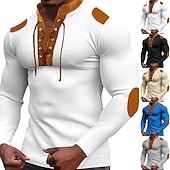tanie Koszulka z dzianiny waflowej-Męskie Bluza Waffle Czarny Biały Niebieski Khaki Jasnoszary Stójka Równina Ściągana na sznurek Sport i turystyka Codzienny Święto Moda miejska Nowoczesne Odzież sportowa Wiosna i jesień Odzież Bluzy