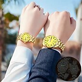 abordables Relojes de Cuarzo-Este es un elegante reloj para parejas con dos diales digitales redondos y correas de acero inoxidable con una pantalla de fecha luminosa resistente al agua ipx7 de lunes a domingo. Es un regalo ideal