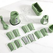 abordables Ustensiles et gadgets de cuisine-Hachoir à aliments et râpe à fromage 5 en 1, trancheuse à légumes rotative manuelle avec 5 lames en acier inoxydable, sans BPA, facile à nettoyer, cadeau de cuisine pour fromage, carottes, pommes de