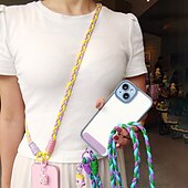 economico Lanyards e cinturini da polso per telefono-Nuova tracolla con tre fili a coda di cavallo, cordino per cellulare da donna, anti smarrimento, cordino robusto con ciondolo a forma di cartone animato, cordino lungo per cellulare.