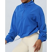 abordables Chaquetas impermeables-Mujer Sudadera tipo jersey Chaqueta para senderismo Chaqueta deportiva Al aire libre Elástico Trajes de senderismo Ropa de senderismo Otoño Sudadera Algodón Tenis Golf Corriendo Color sólido Violeta