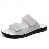 abordables Sandales de Vacances-sandales en similicuir marron pour hommes avec design perforé fermeture velcro réglable légères et respirantes idéales pour les voyages d'été et les journées à la plage