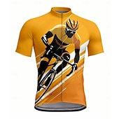 abordables Maillots pour hommes-Homme Maillot de cyclisme Manche Courte Cyclisme Maillot Top avec 3 poches arrière Résistant aux UV Séchage Rapide Fermeture Éclair Frontale Bandes réfléchissantes Jaune Des sports Vêtement Tenue
