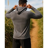 abordables T-shirts et Débardeurs de Course-Homme Sweat à capuche Sweat-shirt Haut de course manche longue T-shirt Respirant Séchage Rapide Léger Élastique Tennis Le golf Course Tenue de sport Tenues de Sport Bleu gris foncé Gris Clair