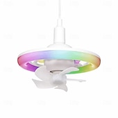 billige Lamper til takvifte-RGB fullfargepære dimbar timing LED-viftelys hengende hjemmedekorasjonsviftelys