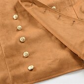 preiswerte Men&#039;s Vest-Herren Weste aus Wildlederimitat Weste Gilet Urlaub Party Geschäft Vintage Frühling Herbst Tasche Knöpfe Polyester Bequem Einfarbig Doppelreihig Revers Normale Passform Schwarz Leicht Braun Blau