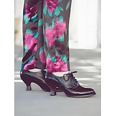 tanie lata 30.-damskie gatsby vintage brown ze sztucznej skóry sznurowane buty na obcasie oxford - styl retro wiktoriański na formalne i codzienne okazje