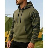 baratos Tês e Camisas-Homens Moletom Moletom de Trilha Top de caminhada Manga Longa Com Capuz Blusas Ao ar livre Leve Elástico Respirável Pullover Poliéster camuflagem Preto Verde Tropa Cáqui Tênis Golfe Corrida