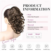 economico Code-Extension per coda di cavallo, 12 pezzi, classiche, ricce e ondulate, con fermaglio a clip, per donne, color cioccolato con mèches