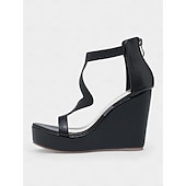 preiswerte Urlaubsandalen-Schwarze Keilsandalen für Damen mit transparenten Riemen und Zickzack-Obermaterial – moderne Party-Heels für Musikfestivals, Sommernächte und Veranstaltungen im Freien