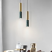 billige Øylys-Nordisk moderne pendellampe i messing i taket med marmorskjerm, enkel lysekrone, restaurantpendelbelysning for kjøkkenøy, stue, soverom