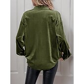 preiswerte Damen Einfache Oberteile-Damen Hemd Einfarbig Elegant Stilvoll Lässig Langarm Hemdkragen Normale Oberteile Täglich Knöpfe Rote Blau Braun Grün Sommer Frühling