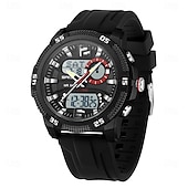 baratos Relógios Digitais-Sanda 3372 relógio masculino com visor duplo, cronógrafo, despertador, esportivo, multifuncional, à prova d&#039;água, com LED, eletrônico