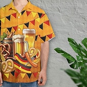 tanie Shirts-Hawaiian Shirts Aloha Shirt Bavarian Munich German Alpine Graphic for Men's Adults' 3D Print  for Carnival Oktoberfest Beer Beach Vacation Party