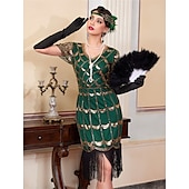 levne Šaty-Retro Řvoucí 20s 20. léta 20. století Bubenové šaty Šaty Úbory Velký Gatsby Svatební host Flitry Třásně Maškarní kostým Dámské Vánoce předvečer Všech svatých Karneval Párty a večer Svatební hostina
