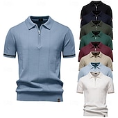 economico Polo Elite da Uomo-Per uomo Per maschio Tinta unica Strisce verticali Polo Maglione polo lavorato a maglia Manica Corta Collo ripiegato Colletto Polo Zip a un quarto Moderno Formale Lavoro Sport &amp; Outdoor Con zip