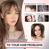 cheap Bangs-Hair Topper 18 Inch Long Hair Toppers for Women with Thinning Hair 360 3D Clip in Blunt Wispy Bangs