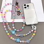economico Altre cover per cellulari-Nuova varietà di custodie per telefono con fiori colorati, con catena a croce diagonale, perline in acrilico, tracolla singola, corda per appendere il telefono, ciondolo di perle per donna