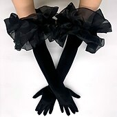 cheap Gloves-Velvet Elbow Length Glove Elegant With Ruffles Wedding / Party Glove